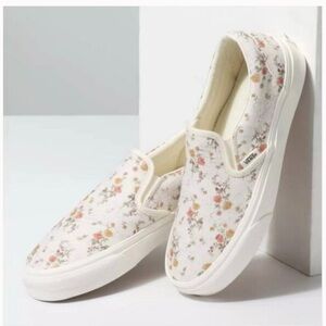 Brand New Vans Cream Floral Slip On Sneakers